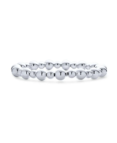 Bling Jewelry Modern Classic Alternating 5 and 8MM Polished Ball Bead . Stretch Bracelet