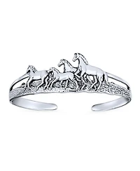 Bling Jewelry Equestrian Statement Wild Western Running Horses Cuff Bracelet Solid