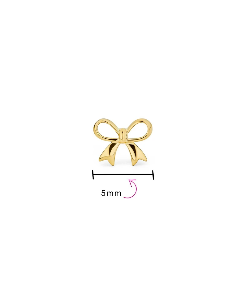 Bling Jewelry Dainty 14K Bow Cartilage Ear Stud Earring with Safety Clutch Screw Back
