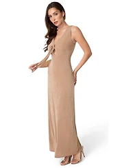 Bebe Women's V-Neck Cutout Tie Maxi Dress