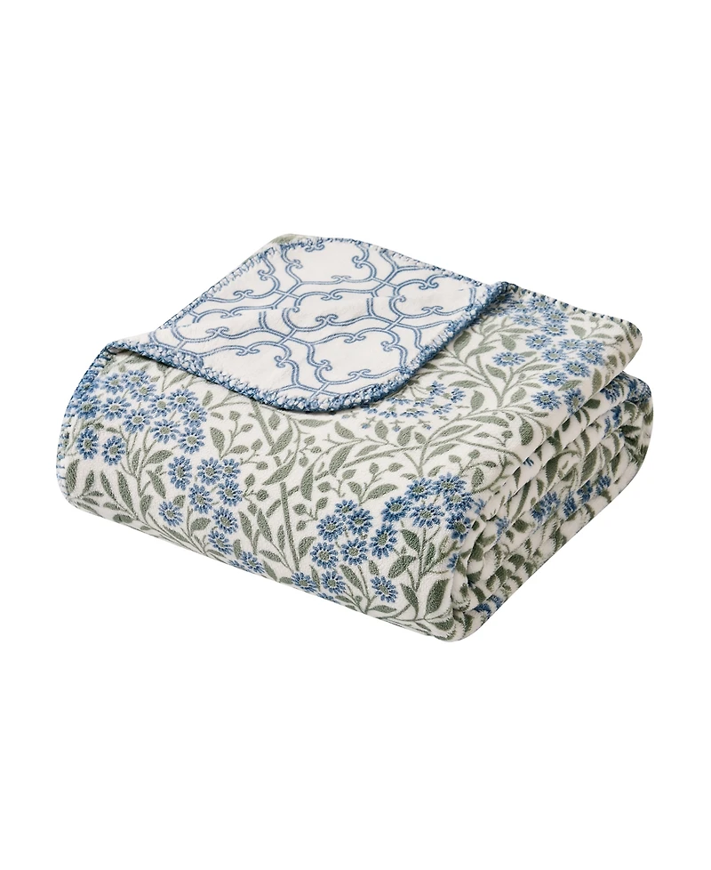 Tahari Home Capri Reversible Printed Plush Throw, 50" x 70"