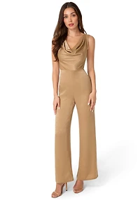 Bebe Womens Ceycrepe Satin Cowl Jumpsuit