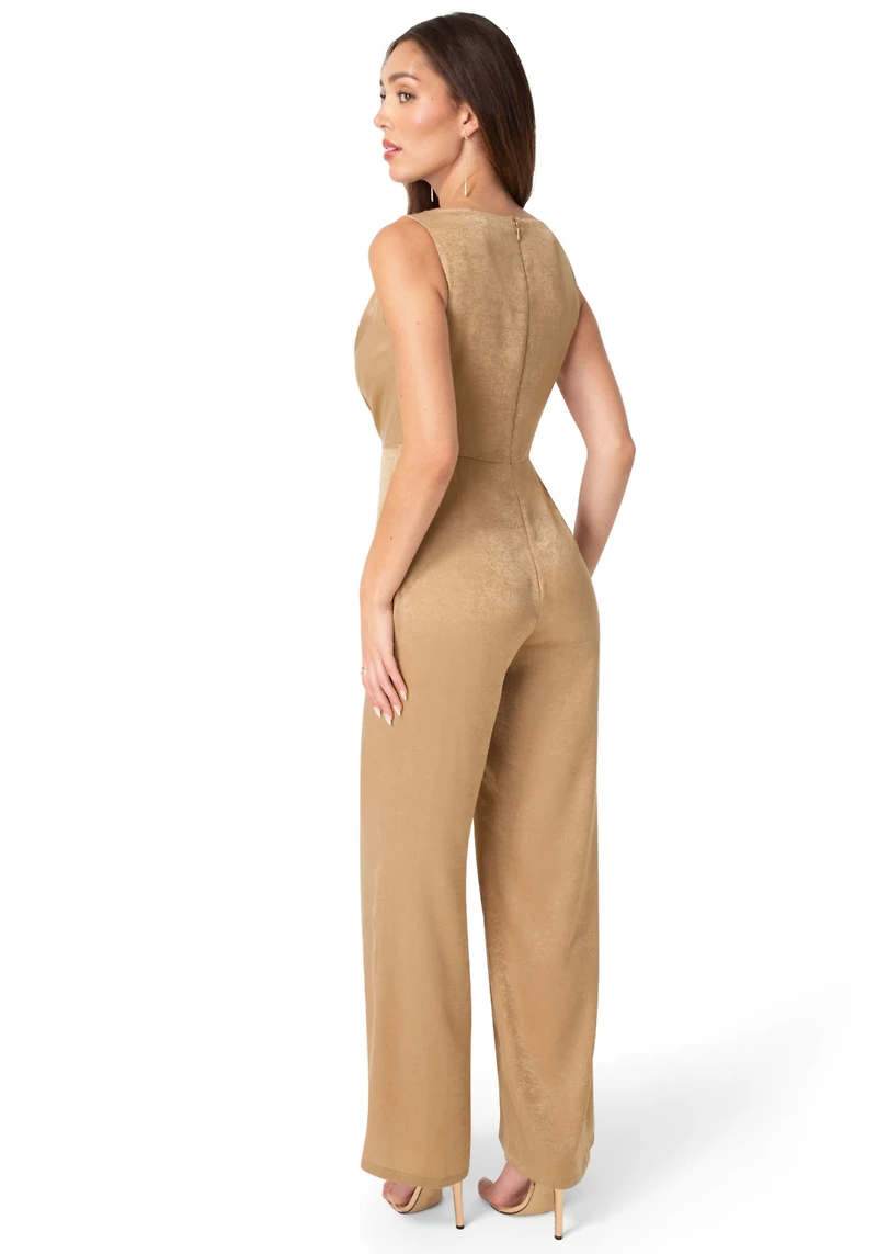 Bebe Womens Ceycrepe Satin Cowl Jumpsuit