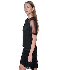 Dkny Women's Fringe Detail Crewneck Top