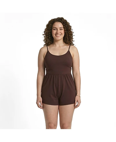Calypsa Women's Ivy Short Swim Romper With Built-In Bra and Hidden Shorts