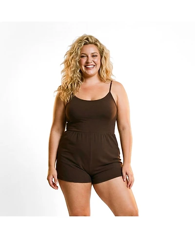 Calypsa Plus Size Ivy Short Swim Romper With Built-In Bra and Hidden Shorts