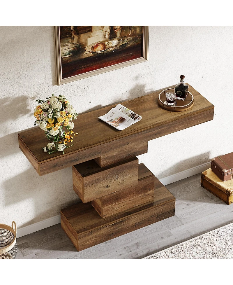 Tribesigns Farmhouse Console Table, 42.5-Inch Narrow Wood Sofa Table Behind Couch, Industrial Entryway Accent Table