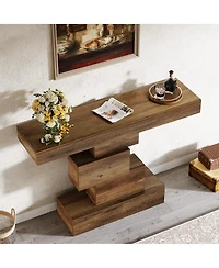 Tribesigns Farmhouse Console Table, 42.5-Inch Narrow Wood Sofa Table Behind Couch, Industrial Entryway Accent Table