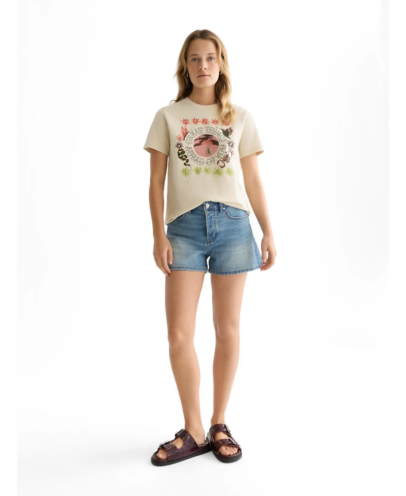 Scotch & Soda Women's Tops and Tees for Women Embroidered Artwork Regular-Fit T-Shirt