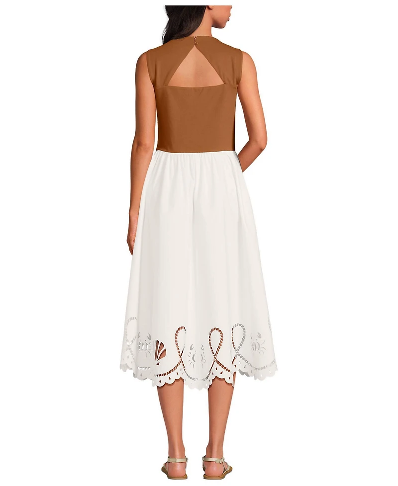 Lands' End Women's Embroidered Duet Midi Dress