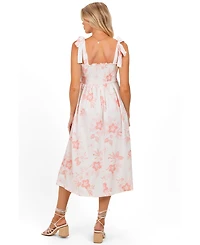 Pinkblush Maternity Peach Floral Smocked Midi Dress