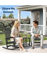 Xo 2 Piece All Weather Resistant Outdoor Hdpe Porch Rocking Chair for Balcony Backyard Porch with Side Table