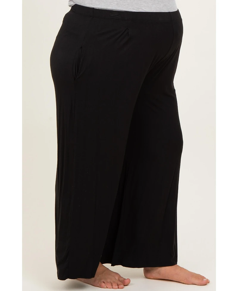 Pinkblush Plus Black Wide Leg Ankle Lounge Pants