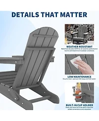 Xo 2 Piece All Weather Resistent Outdoor Patio Chair, Folding Adirondack Chair with Cup Holder