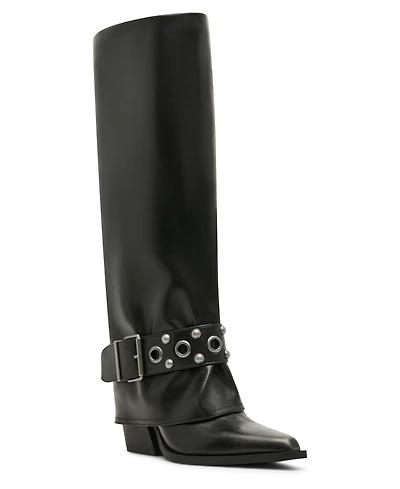 Madden Girl Women's Rodeo Cuffed Studded Cowboy Boots