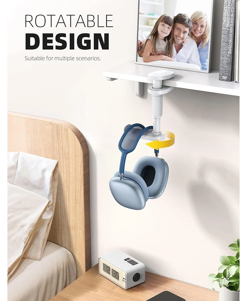 Lamicall Headphone Stand, 360degree(s) Rotating Headphone Hanger, Under Desk for Airpods Max, Sennheiser