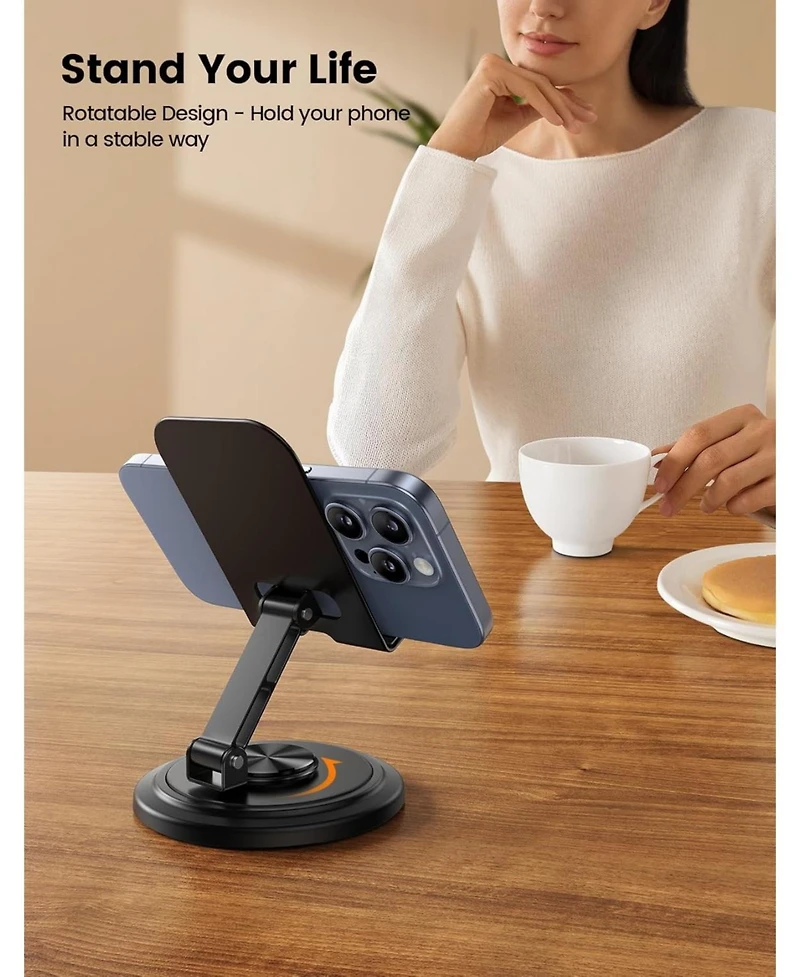 Lamicall Cell Phone Stand,Sturdy Adjustable Desktop Holder, Foldable Mobile Stand