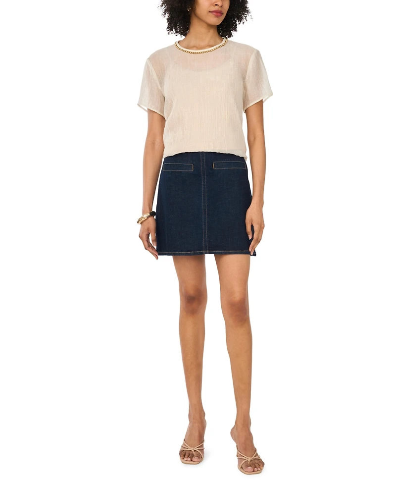Vince Camuto Women's Crewneck Dropped Shoulder Basic T-Shirt