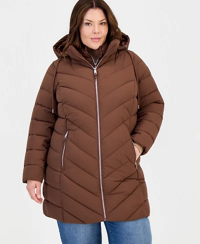 Calvin Klein Plus Packable Hooded Puffer Coat