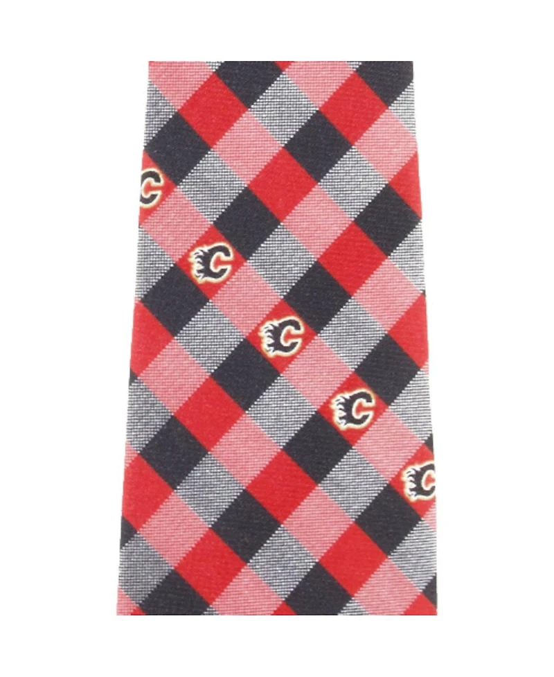 Eagles Wings Men's Calgary Flames Woven Poly Check Tie