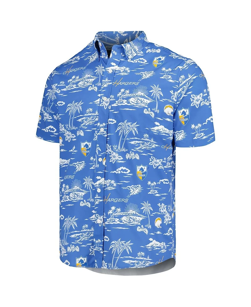 Reyn Spooner Men's Powder Blue Los Angeles Chargers Throwback Kekai Print Button-Up Shirt