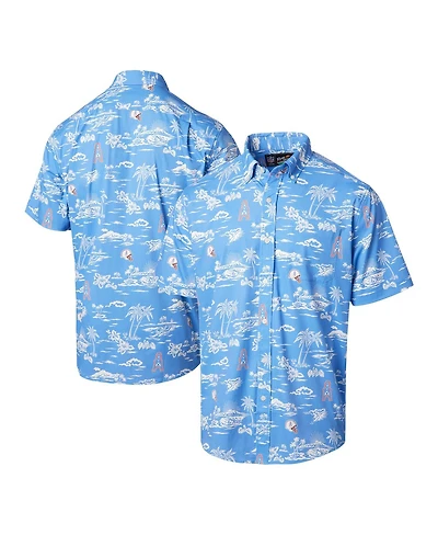 Reyn Spooner Men's Light Blue Houston Oilers Throwback Kekai Print Button-Up Shirt
