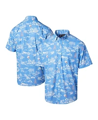 Reyn Spooner Men's Light Blue Houston Oilers Throwback Kekai Print Button-Up Shirt