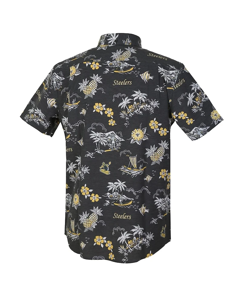 Reyn Spooner Men's Black Pittsburgh Steelers Throwback Kekai Performance Button-Down Shirt
