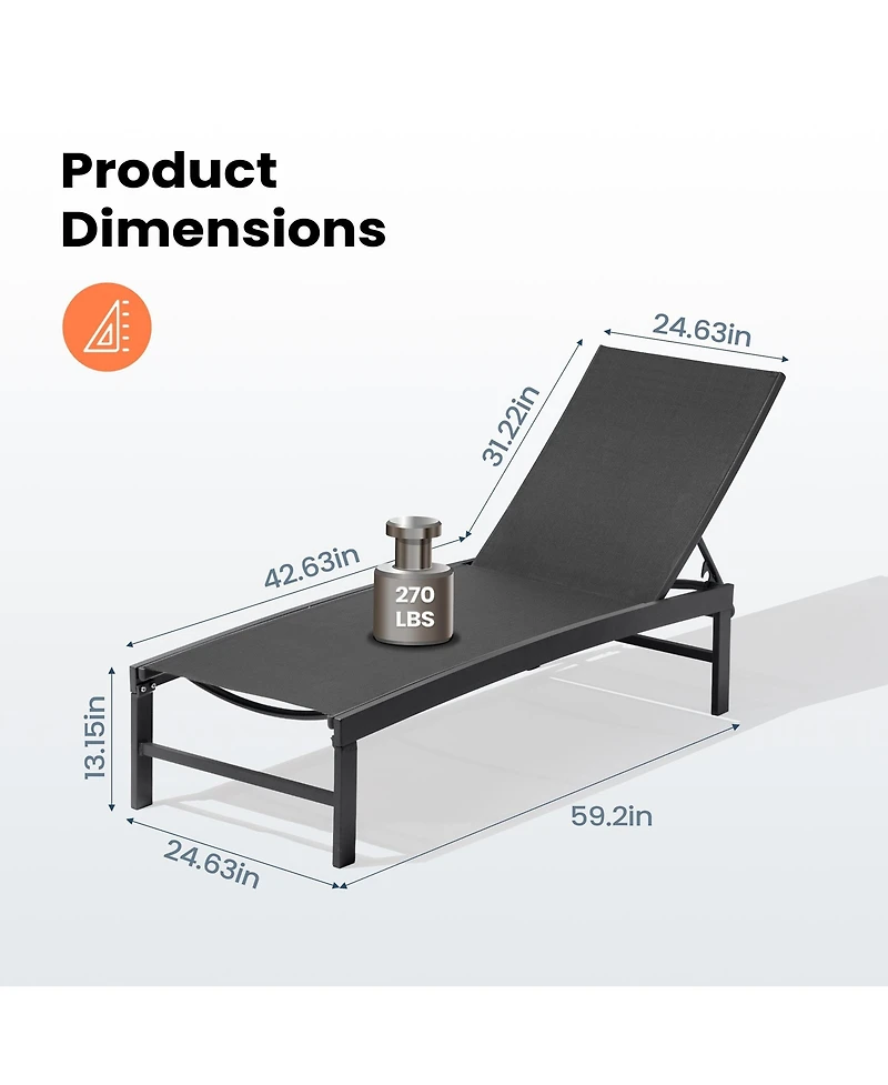 Pellebant Outdoor Patio Adjustable Chaise Lounge Chair