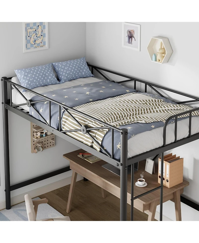 gaomon Metal Loft Bed , Modern Heavy Duty Loftbeds with Safety Guard Rails And Space-Saving Design