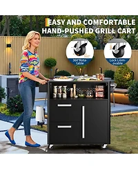 Xo Outdoor Stainless Steel Kitchen Cart with Storage Cabinet for Bbq Backyard Patio