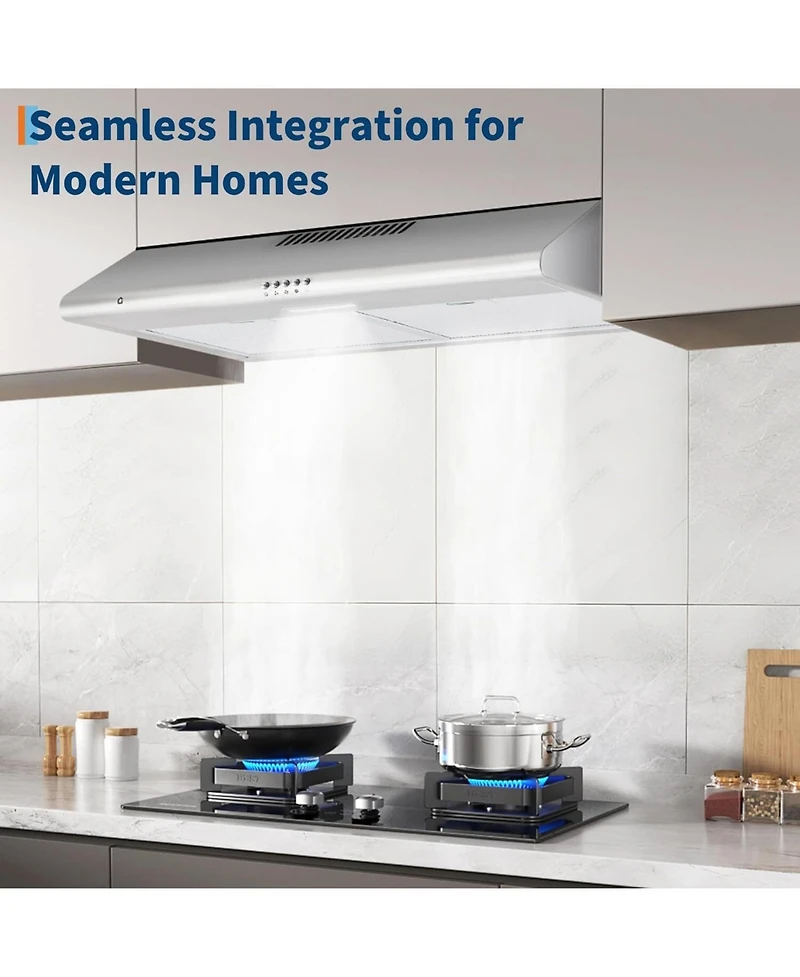 Xo 30 Inch 750 Cfm Stainless Steel Under Cabinet Range Hood, Ducted/ Ductless Kitchen Vent Hood