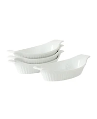 Gibson Home Gracious Dining Oval Au Gratin Baking Dishes, 4-Piece Set - 15 oz Oven Safe Ceramic Small Casserole Dishes with Handles