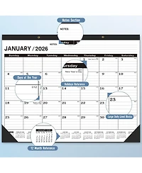 Gnuadz Desk Calendar 18 Month Pvc Cover Round Holes Notes 2026