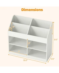 Gymax 3-Tier Kid's Bookshelf with Display Rack and 4 Compartments for Kids Room Playroom