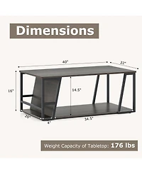 Gymax 40'' Coffee Table and 2-Tier Modern Farmhouse Center Table w/Storage Shelf