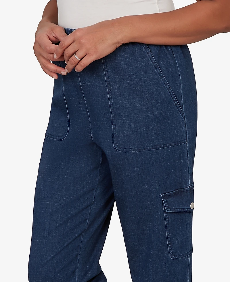 Alfred Dunner Petite Indigo Girls Pull-On Cargo Pocket Jeans