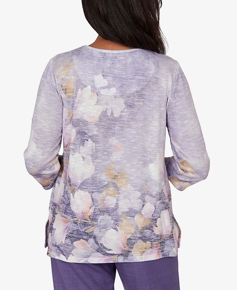 Alfred Dunner Petite Grand Bazaar Amethyst Floral Top