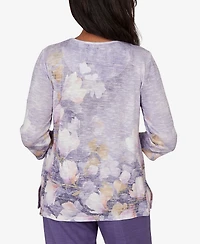 Alfred Dunner Petite Grand Bazaar Amethyst Floral Top