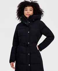 Michael Kors Women's Belted Hooded Puffer Coat