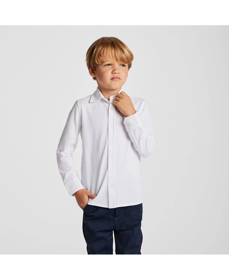 Andy and Evan Little Boys White Knit-Tech Shirt