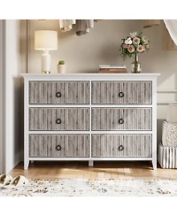 homfan Modern 6 Drawer Dresser - Spacious Wooden Chest for Bedroom, Living Room, Closet, or Entryway - Stylish Storage Organizer Cabinet