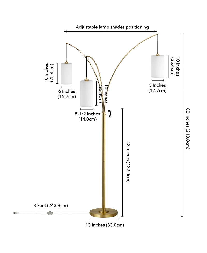 Hudson & Canal 83" Metal Aspen 3-Light Torchiere Floor Lamp