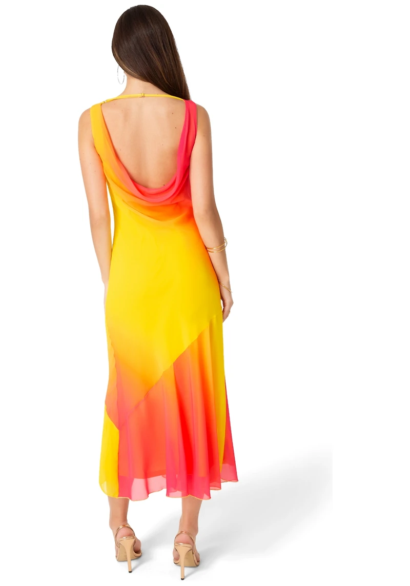 Bebe Women's Ombre Chiffon Cowl Maxi Dress