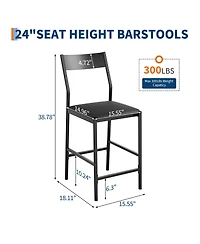 homfan 2/4 Pack 24" Counter Height Bar Stools, Pu Leather Upholstered Chairs with Back, Footrest, 300 lb Capacity, Kitchen Island