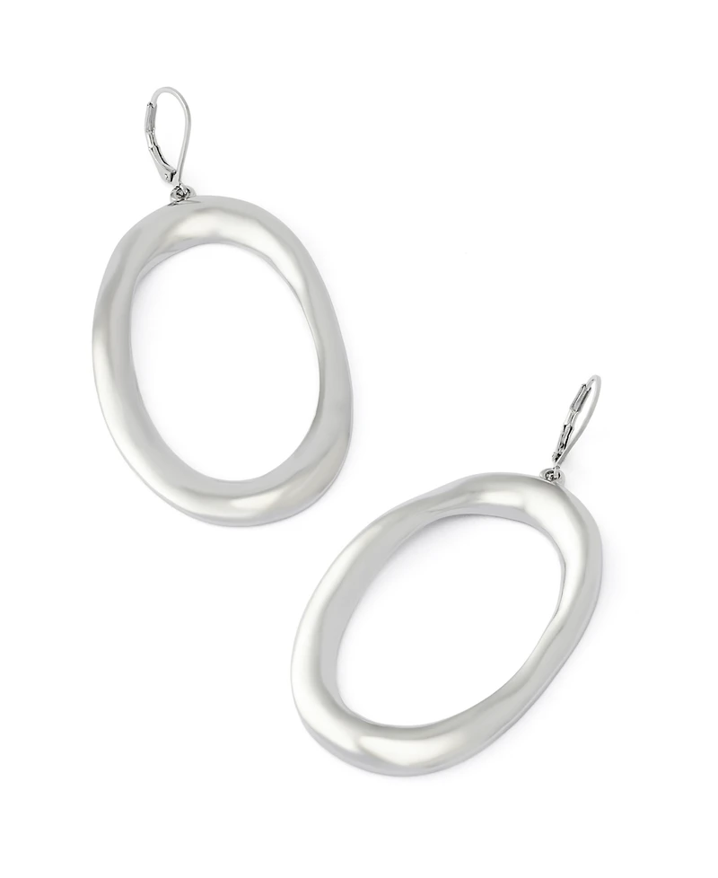 Robert Lee Morris Soho Rhodium Sculpted Oval Drop Earrings