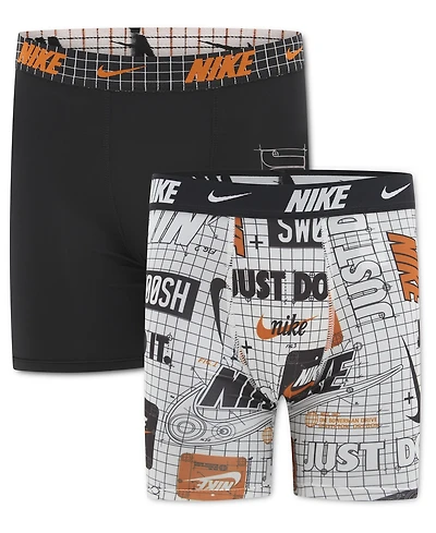 Nike Boys' 8-20 Printed Long Boxer Briefs, 2-Pack