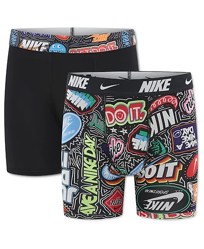 Nike Boys' 8-20 Printed Long Boxer Briefs, 2-Pack