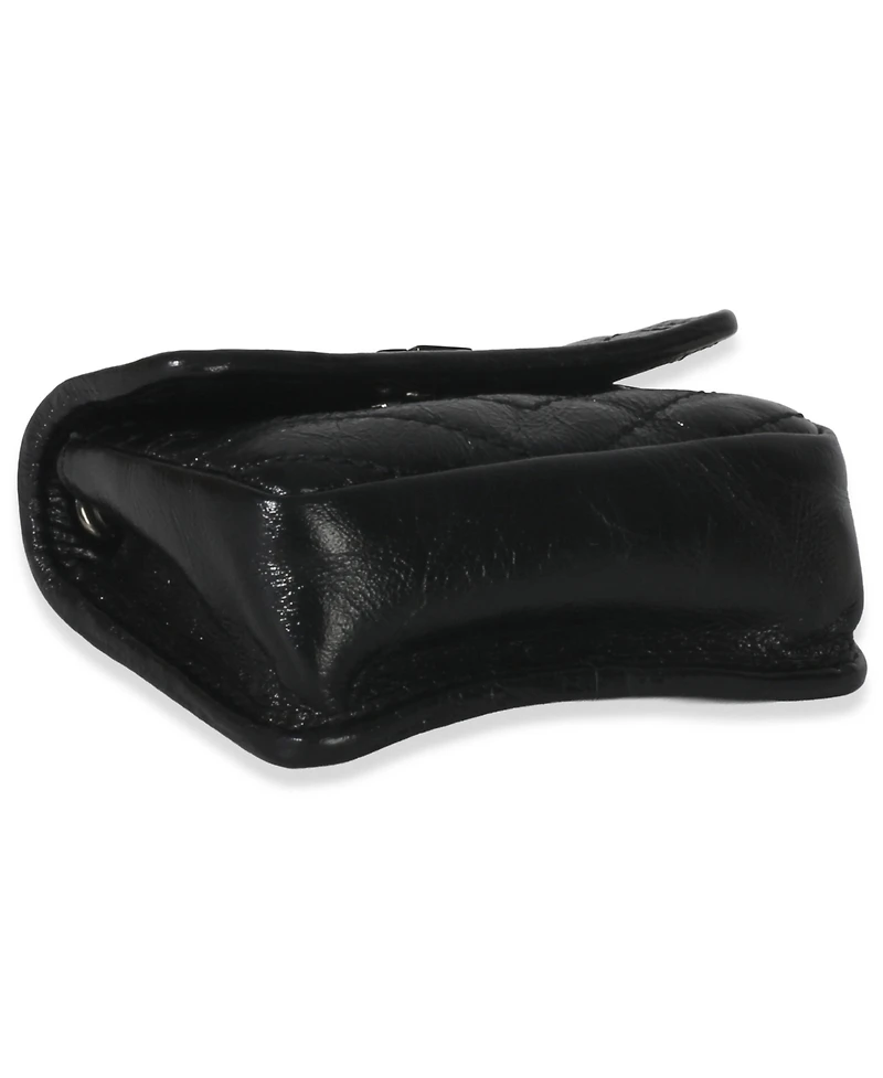 Pre-Owned Saint Laurent Black Crinkled Calfskin Matelasse Micro Niki Airpods Case