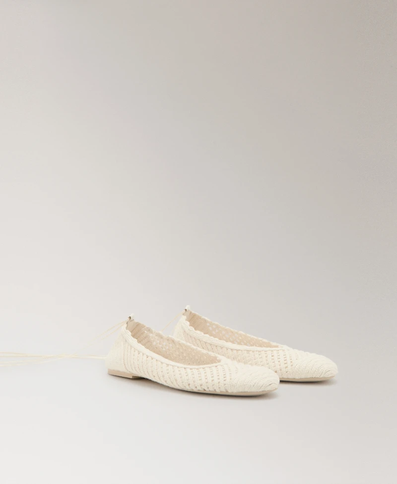Mango Women's Straps Knit Ballet Flats